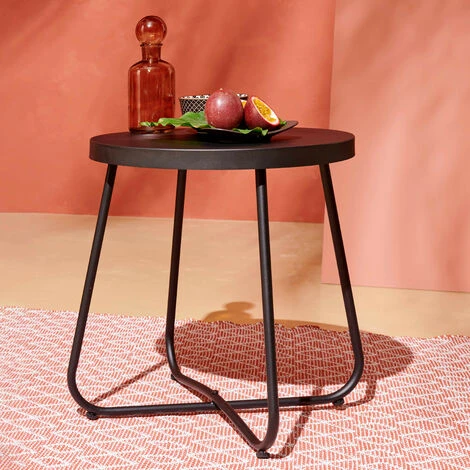 Mesa Auxiliar De Jardín Redonda Ø43 X 50 Cm Negra Lagoon 5 Mesa Auxiliar De Jardín Redonda Ø43 X 50 Cm Negra Lagoon - Imagen 5