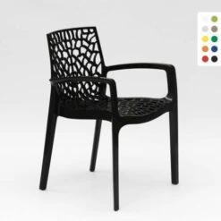 Silla De Comedor Polipropileno Para Cocina Y Bar Grand Soleil Gruvyer Arm Color: Negro