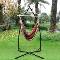 [casa.pro]® Hamaca XXL Con Soporte (100 X 100 Cm) (de Colores) Silla Colgante Sillón Colgante