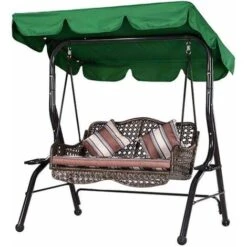 210D Columpio De Jardín A Prueba De Agua Toldo De Repuesto Toldo Columpio Toldo De Repuesto Sombrilla Jardín Mecedora Anti-UV (Verde, 16411415cm)-tres Plazas