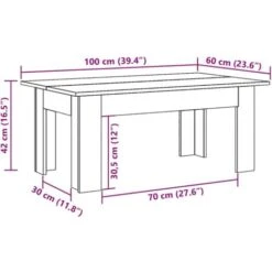 Mesa De Centro Madera Contrachapada Roble Ahumado 100x60x42 Cm VidaXL 7 Mesa De Centro Madera Contrachapada Roble Ahumado 100x60x42 Cm VidaXL -Mano Mano Ventas 75075384 3