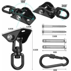 Kit Para Colgar Hamacas, Capacidad De 500 Kg, Resistente, Giratorio En 360°, Adecuado Para Colgar Hamacas, Yoga Aéreo, Sacos De Arena Para Boxeo, Columpio, Etc. -Mano Mano Ventas 75291583 3