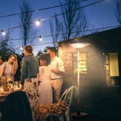 Outsunny Calefactor De Pie Exterior 1200/1800/3000W Estufa Infrarrojos De 3 Niveles De Calor Altura Ajustable Protección IP44 Aluminio Ø58,5x160-200cm -Mano Mano Ventas 75433819 3