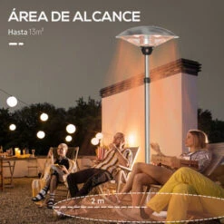 Outsunny Calefactor De Pie Exterior 1200/1800/3000W Estufa Infrarrojos De 3 Niveles De Calor Altura Ajustable Protección IP44 Aluminio Ø58,5x160-200cm -Mano Mano Ventas 75433819 5