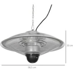 Outsunny Calefactor Exterior De Techo 1010/2210W Estufa De Infrarrojos Con Mando A Distancia 2 Niveles De Calor Protección IP44 Aluminio Ø58,5x33 Cm -Mano Mano Ventas 75458015 3