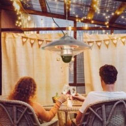 Outsunny Calefactor Exterior De Techo 1010/2210W Estufa De Infrarrojos Con Mando A Distancia 2 Niveles De Calor Protección IP44 Aluminio Ø58,5x33 Cm -Mano Mano Ventas 75458015 4