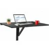 GIANTEX Mesa Plegable De Pared, Escritorios Que Ahorra Espacio, Mesa De Comedor De Madera, Soporte Para Ordenador, 80 X 60 X 45 Cm (Negro)