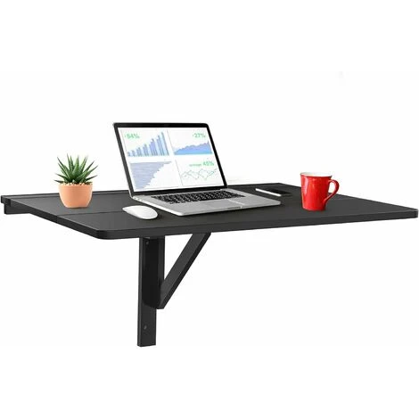 GIANTEX Mesa Plegable De Pared, Escritorios Que Ahorra Espacio, Mesa De Comedor De Madera, Soporte Para Ordenador, 80 X 60 X 45 Cm (Negro) 1 GIANTEX Mesa Plegable De Pared, Escritorios Que Ahorra Espacio, Mesa De Comedor De Madera, Soporte Para Ordenador, 80 X 60 X 45 Cm (Negro)