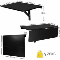 GIANTEX Mesa Plegable De Pared, Escritorios Que Ahorra Espacio, Mesa De Comedor De Madera, Soporte Para Ordenador, 80 X 60 X 45 Cm (Negro) 9 GIANTEX Mesa Plegable De Pared, Escritorios Que Ahorra Espacio, Mesa De Comedor De Madera, Soporte Para Ordenador, 80 X 60 X 45 Cm (Negro) -Mano Mano Ventas 76768609 5