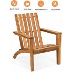 GIANTEX Silla De Jardín De Acacia, Material De Madera Maciza, Silla De Diseño, Diseño Ergonómico, Adecuada Para Balcón, Terraza Y Jardín -Mano Mano Ventas 78510741 4