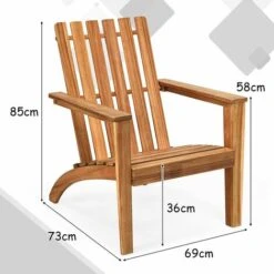 GIANTEX Silla De Jardín De Acacia, Material De Madera Maciza, Silla De Diseño, Diseño Ergonómico, Adecuada Para Balcón, Terraza Y Jardín -Mano Mano Ventas 78510741 5
