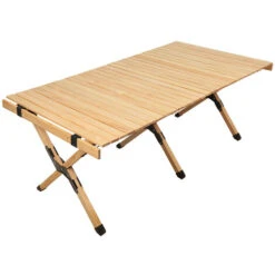 Mesa De Jardín Plegable 120 X 60 Cm, Madera Natural,Mesita Auxiliar De Exterior,Rectangular -Mano Mano Ventas 79480263 5