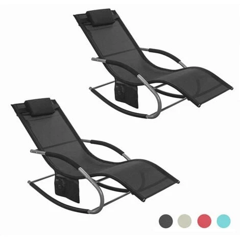Set De 2 Mecedoras, Jardín Mecedora Con Reposapiés, Hamaca De Jardín, Tumbona Ergonómica, Negro, OGS28-SCHx2 SoBuy ES 1 Set De 2 Mecedoras, Jardín Mecedora Con Reposapiés, Hamaca De Jardín, Tumbona Ergonómica, Negro, OGS28-SCHx2 SoBuy ES