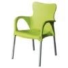Sillón Apilable. Asiento De Resina Y Patas De Aluminio. Color Verde