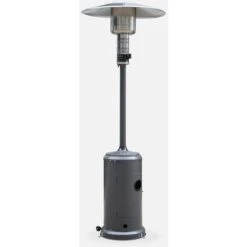 Calefactor De Gas Para Exterior 12,5kW - Finlandia - Parasol Gris Regulable Con Puerta Frontal Y Ruedas