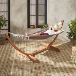 Hamaca De Madera 317x100cm Con Tela De Algodón, Hamaca -Mano Mano Ventas 7999030 4