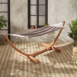 Hamaca De Madera 317x100cm Con Tela De Algodón, Hamaca -Mano Mano Ventas 7999030 5