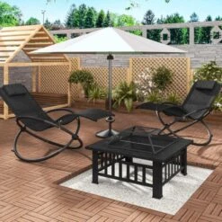 WOLTU Brasero Exterior Cuadrado Para Jardín Y Terraza Pozo De Fuego Metálico Con Cubierta De Malla Y Atizador 3 En 1 Para Barbacoa Calefacción Y Enfriar Bebidas 81x81x46 Cm Negro CPZ8141sz -Mano Mano Ventas 81034916 4
