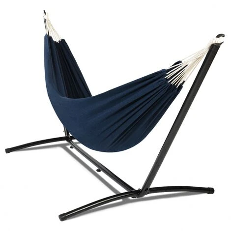 Hamaca Con Soporte Metálico Y Lona Azul Marino 2 Hamaca Con Soporte Metálico Y Lona Azul Marino - Imagen 2