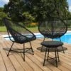 Conjunto De Muebles De Jardín IZMIR Mesa Y 2 Sillones Huevo Cuerda Negro