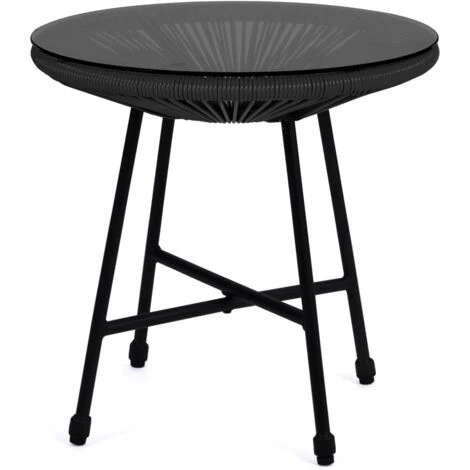 Conjunto De Muebles De Jardín IZMIR Mesa Y 2 Sillones Huevo Cuerda Negro 3 Conjunto De Muebles De Jardín IZMIR Mesa Y 2 Sillones Huevo Cuerda Negro - Imagen 3