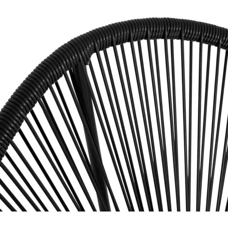 Conjunto De Muebles De Jardín IZMIR Mesa Y 2 Sillones Huevo Cuerda Negro 4 Conjunto De Muebles De Jardín IZMIR Mesa Y 2 Sillones Huevo Cuerda Negro - Imagen 4