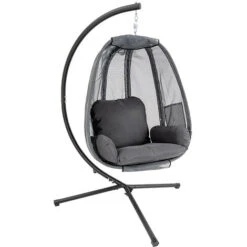 Silla Colgante De Lujo/silla Hamaca/con Estructura De Metal/cojín De Asiento Suave/columpio De Jardín/gris -Mano Mano Ventas 81248317 3