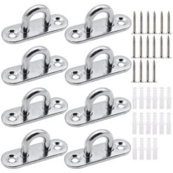 Pack De 8 Placas De Ojo De Acero Inoxidable 304 Ganchos De Fijación Techo 5mm Para Hamaca Yoga Cubierta Barco Capacidad De 40kg