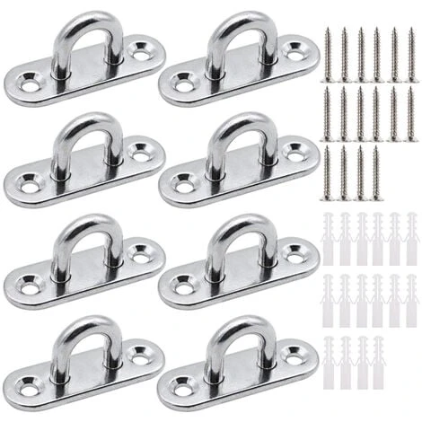 Pack De 8 Placas De Ojo De Acero Inoxidable 304 Ganchos De Fijación Techo 5mm Para Hamaca Yoga Cubierta Barco Capacidad De 40kg 1 Pack De 8 Placas De Ojo De Acero Inoxidable 304 Ganchos De Fijación Techo 5mm Para Hamaca Yoga Cubierta Barco Capacidad De 40kg