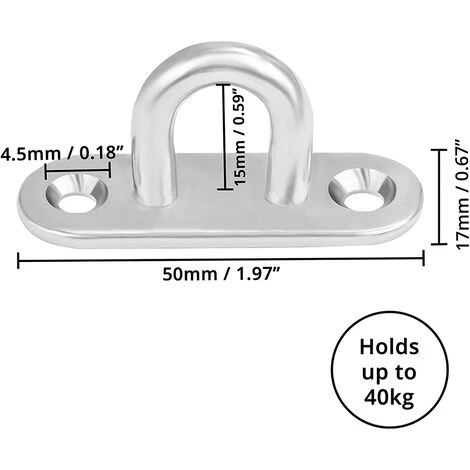 Pack De 8 Placas De Ojo De Acero Inoxidable 304 Ganchos De Fijación Techo 5mm Para Hamaca Yoga Cubierta Barco Capacidad De 40kg 2 Pack De 8 Placas De Ojo De Acero Inoxidable 304 Ganchos De Fijación Techo 5mm Para Hamaca Yoga Cubierta Barco Capacidad De 40kg - Imagen 2