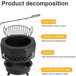 Chimenea Exterior, Chimenea De Hierro Fundido Chimenea Jardín Terraza Chimenea Exterior Jardín Chimenea, 41,91 X 29,21 Cm - Negro -Mano Mano Ventas 82113388 4