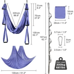 Leogreen Columpio De Yoga Aéreo, Aerial Hamaca De Yoga, Juego De Hamaca De Yoga Con Accesorios, Carga De 300 Kg, Para Ejercicios De Inversión De Yoga Antigravedad -Mano Mano Ventas 82239172 4