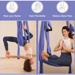 Leogreen Columpio De Yoga Aéreo, Aerial Hamaca De Yoga, Juego De Hamaca De Yoga Con Accesorios, Carga De 300 Kg, Para Ejercicios De Inversión De Yoga Antigravedad -Mano Mano Ventas 82239172 5