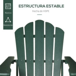 Outsunny Silla Adirondack Con Reposapiés Silla De Jardín De HDPE Con Reposabrazos Y Respaldo Alto Para Terraza Balcón Carga 120 Kg 78x135x95 Cm -Mano Mano Ventas 82684152 4