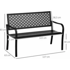 Outsunny Banco De Jardín De Acero Banco Exterior De 2 Plazas Con Respaldo Decorativo Estampado Para Terraza Balcón Patio Carga 240 Kg 127x63x83 Cm -Mano Mano Ventas 82684159 2