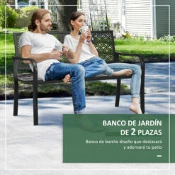 Outsunny Banco De Jardín De Acero Banco Exterior De 2 Plazas Con Respaldo Decorativo Estampado Para Terraza Balcón Patio Carga 240 Kg 127x63x83 Cm -Mano Mano Ventas 82684159 5