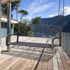 Outsunny Banco Columpio De 2 Plazas Banco Colgante De Acero Con Reposabrazos Carga Máx. 240 Kg Para Jardín Terraza Balcón Exterior 127x59,5x52cm Negro 7 Outsunny Banco Columpio De 2 Plazas Banco Colgante De Acero Con Reposabrazos Carga Máx. 240 Kg Para Jardín Terraza Balcón Exterior 127x59,5x52cm Negro -Mano Mano Ventas 82686240 3