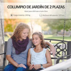 Outsunny Banco Columpio De 2 Plazas Banco Colgante De Acero Con Reposabrazos Carga Máx. 240 Kg Para Jardín Terraza Balcón Exterior 127x59,5x52cm Negro 8 Outsunny Banco Columpio De 2 Plazas Banco Colgante De Acero Con Reposabrazos Carga Máx. 240 Kg Para Jardín Terraza Balcón Exterior 127x59,5x52cm Negro -Mano Mano Ventas 82686240 4