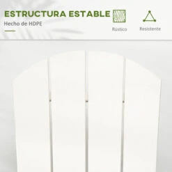 Outsunny Silla Mecedora De Jardín Mecedora Para Exterior De Estilo Adirondack De HDPE Para Balcón Terraza Patio Carga 120 Kg 73,5x93x91,5 Cm Blanco -Mano Mano Ventas 82686258 4