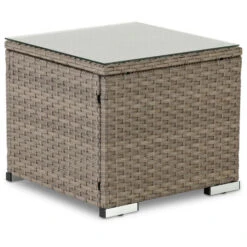 Mesa Auxiliar Aluminio Y Ratán Sintético - Bolonia