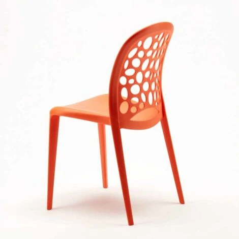 Silla Cocina Bar Jardín Apilable Diseño WEDDING Holes Messina Color: Naranja 4 Silla Cocina Bar Jardín Apilable Diseño WEDDING Holes Messina Color: Naranja - Imagen 4