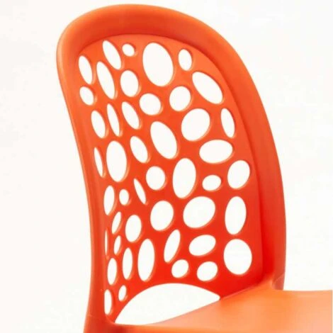 Silla Cocina Bar Jardín Apilable Diseño WEDDING Holes Messina Color: Naranja 5 Silla Cocina Bar Jardín Apilable Diseño WEDDING Holes Messina Color: Naranja - Imagen 5