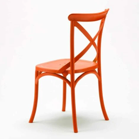 Silla De La Cocina Polipropileno Vintage Paesana Diseño Cruz Color: Naranja 4 Silla De La Cocina Polipropileno Vintage Paesana Diseño Cruz Color: Naranja - Imagen 4