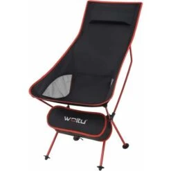 WOLTU Silla De Camping Silla Plegable Ultraligera Y Portátil Con Bolsa De Transporte Silla Para Acampar Fácil Transporte Para Playa Pesca Y Acampada Soporta Hasta 140 KG Rojo + Negro CPS8133rt
