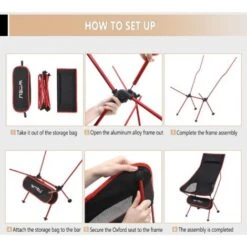 WOLTU Silla De Camping Silla Plegable Ultraligera Y Portátil Con Bolsa De Transporte Silla Para Acampar Fácil Transporte Para Playa Pesca Y Acampada Soporta Hasta 140 KG Rojo + Negro CPS8133rt -Mano Mano Ventas 83678305 3