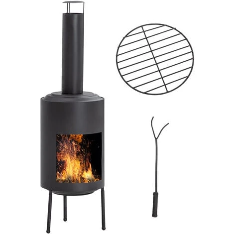 Outsunny Chimenea De Jardín Estufa De Terraza De Metal Chimenea De Patio Con Cámara De Fuego Atizador Para Camping Al Aire Libre 30x30x105 Cm 1 Outsunny Chimenea De Jardín Estufa De Terraza De Metal Chimenea De Patio Con Cámara De Fuego Atizador Para Camping Al Aire Libre 30x30x105 Cm