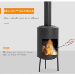 Outsunny Chimenea De Jardín Estufa De Terraza De Metal Chimenea De Patio Con Cámara De Fuego Atizador Para Camping Al Aire Libre 30x30x105 Cm 9 Outsunny Chimenea De Jardín Estufa De Terraza De Metal Chimenea De Patio Con Cámara De Fuego Atizador Para Camping Al Aire Libre 30x30x105 Cm -Mano Mano Ventas 83742852 5