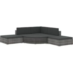 Set De Muebles De Jardín 6 Pzas Y Cojines Ratán Sintético Gris VidaXL