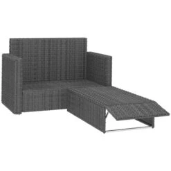 Set De Muebles De Jardín 2 Pzas Y Cojines Ratán Sintético Gris VidaXL -Mano Mano Ventas 83824877 4