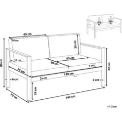 Sofá De Jardín Gris Oscuro De Aluminio 2 Plazas Con Cojines Salerno -Mano Mano Ventas 8434982 3